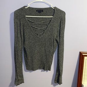 Grey American Eagle Long Sleeved T-Shirt